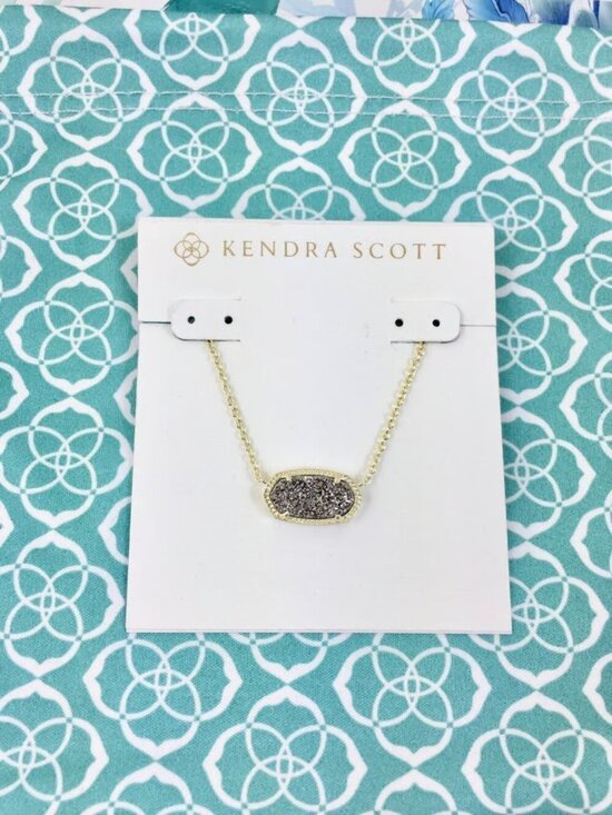Kendra Scott Jewelry - Kendra Scott Elisa Short Pendant in Gold Platinum Drusy